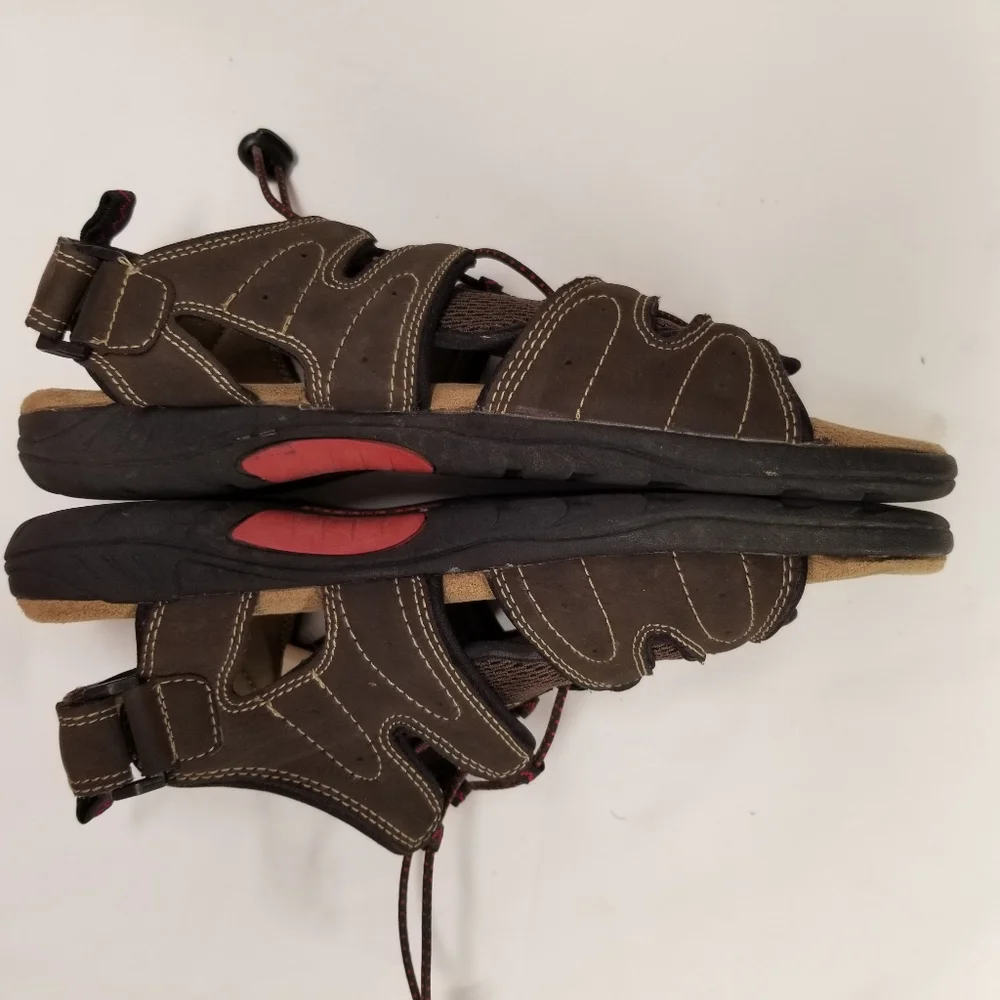 St Johns Bay Sandals Mens Sz 10 Cartop Brown Open Toe Memory Foam